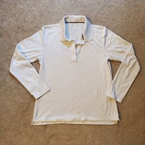 Tory Burch Sport Longsleeve White Tech-Pique Polo Size L
